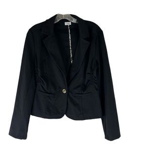 Cato Blazer Women’s Black Notched Lapel One Button Business Casual Jacket Small